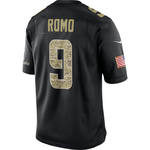 Men's Dallas Cowboys #9 Tony Romo Nike Black Salute To Service Jersey