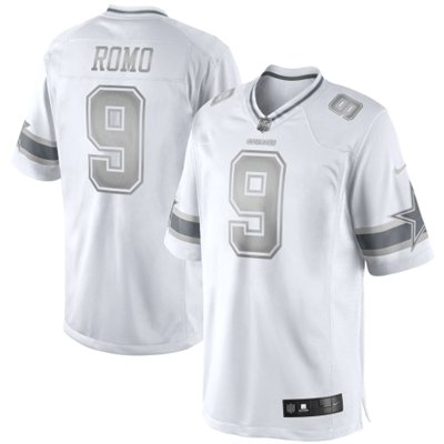 Men's Dallas Cowboys #9 Tony Romo Nike White Platinum Limited Jersey