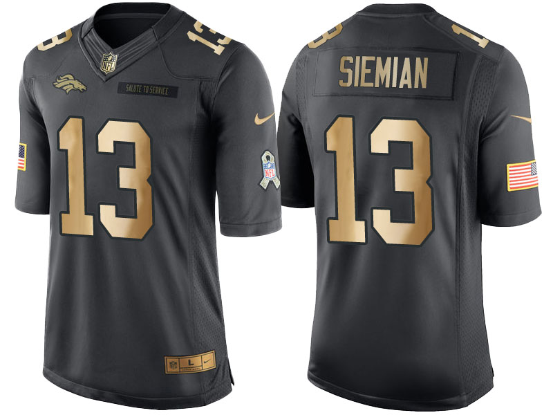 Broncos #13 Trevor Siemian Anthracite 2016 Christmas Gold Salute to Service Jersey