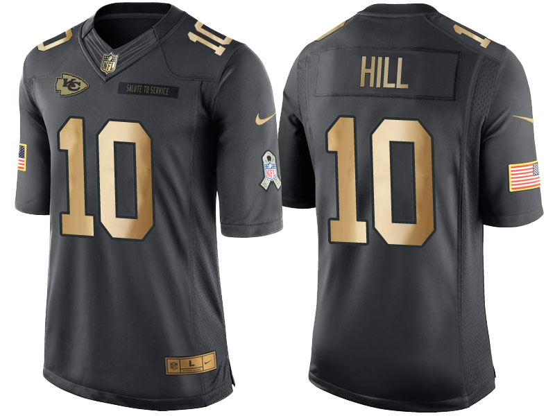 Chiefs #10 Tyreek Hill Anthracite Gold Special Edition Salute to Service Jersey