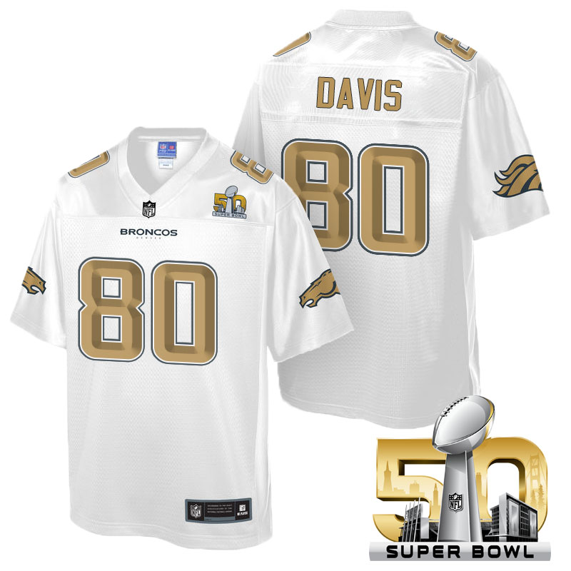 Denver Broncos #80 Vernon Davis White 2016 Super Bowl 50th Pro Line Fashion Jersey