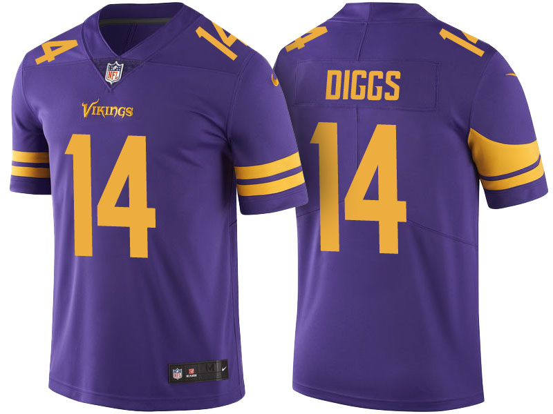 Minnesota Vikings #14 Stefon Diggs Purple Color Rush Limited Jersey - Light Up Thursday Night