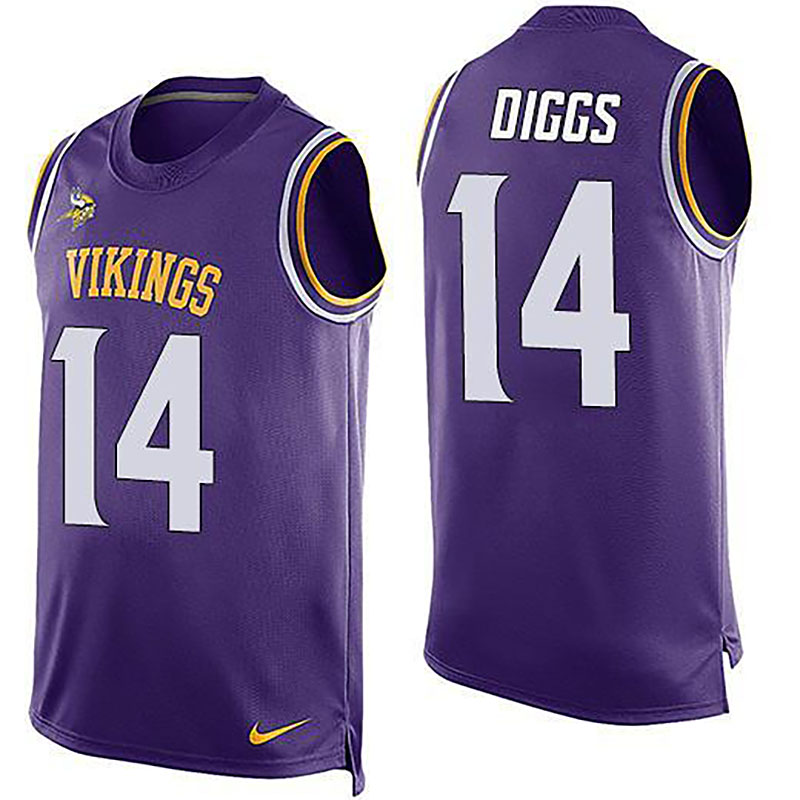 Vikings #14 Stefon Diggs Purple Team Color Men NFL Limited Tank Top