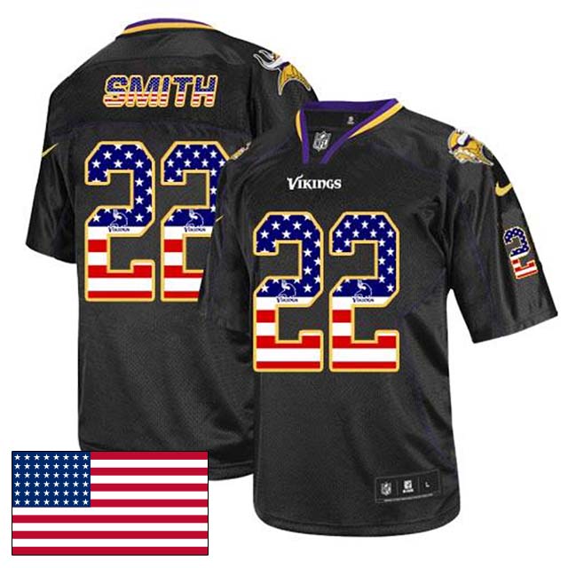 Minnesota Vikings #22 Harrison Smith Black USA Flag Fashion Jersey