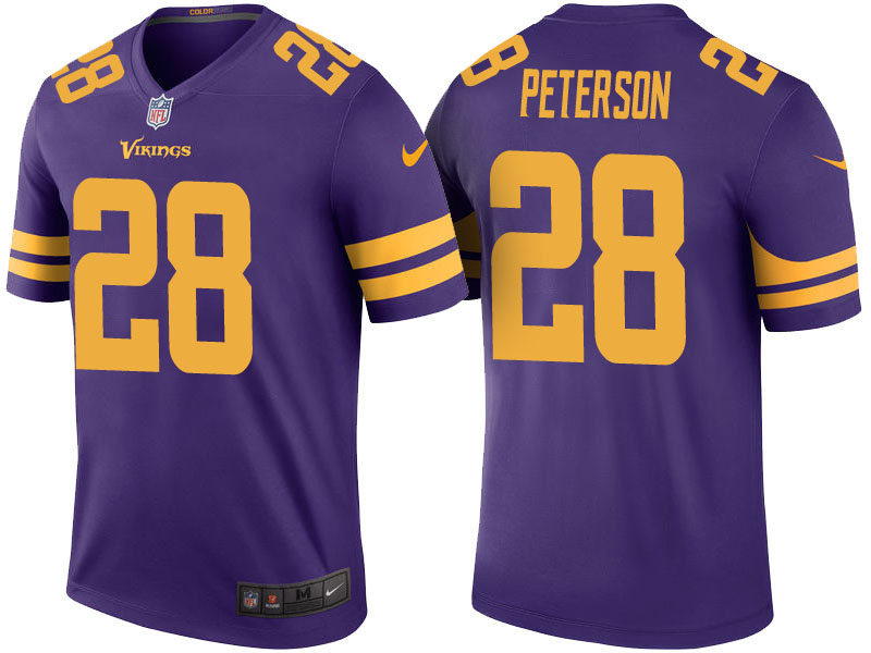 Minnesota Vikings #28 Adrian Peterson Purple Color Rush Legend Jersey