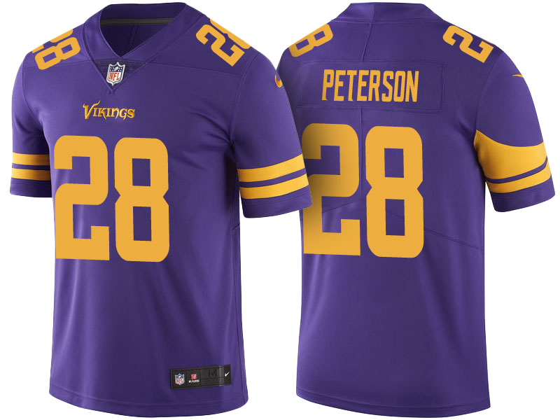 Minnesota Vikings #28 Adrian Peterson Purple Color Rush Limited Jersey - Light Up Thursday Night