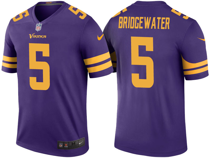 Minnesota Vikings #5 Teddy Bridgewater Purple Color Rush Legend Jersey