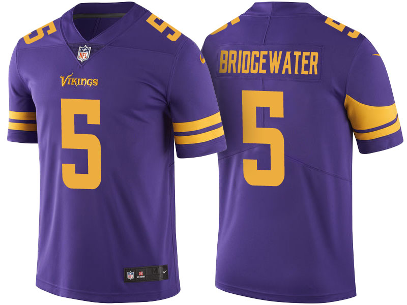 Minnesota Vikings #5 Teddy Bridgewater Purple Color Rush Limited Jersey - Light Up Thursday Night