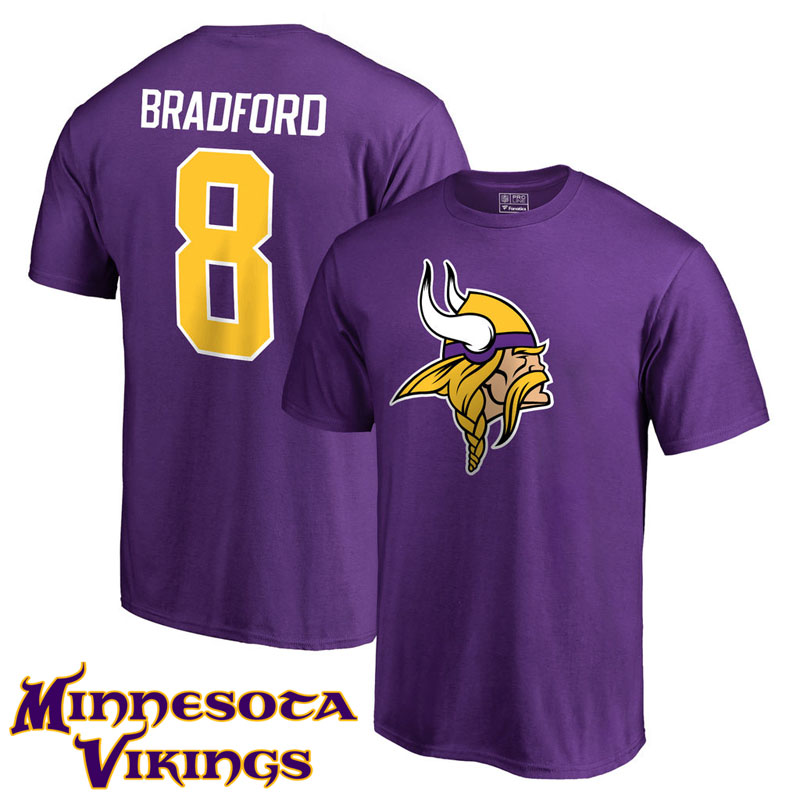 Minnesota Vikings #8 Sam Bradford Purple Pro Line Team Icon T-Shirt