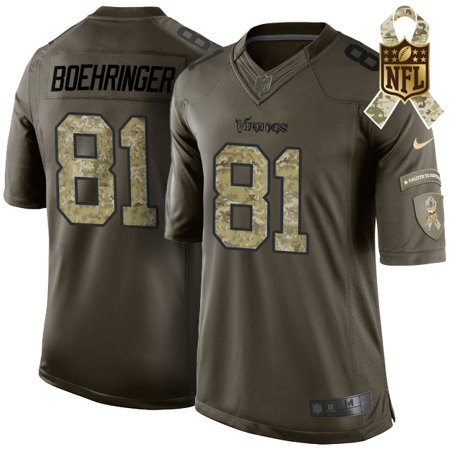 Minnesota Vikings #81 Moritz Boehringer Green Camo Salute To Service Limited 2016 New Season Jersey