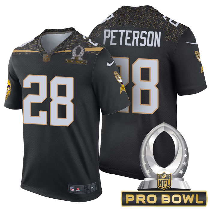 Minnesota Vikings #28 Adrian Peterson Black 2016 Pro Bowl Game Jersey