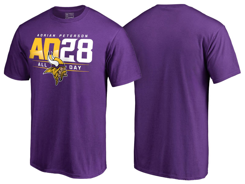 Minnesota Vikings Pro Line Purple Number & Name Adrian Peterson Fans T-Shirt