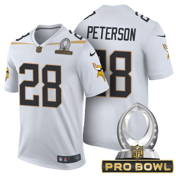 Minnesota Vikings #28 Adrian Peterson White 2016 Pro Bowl Game Jersey