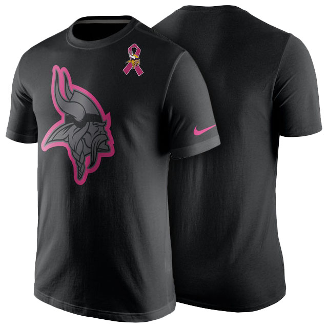 Minnesota Vikings Black Breast Cancer Awareness Team Travel Performance T-Shirt