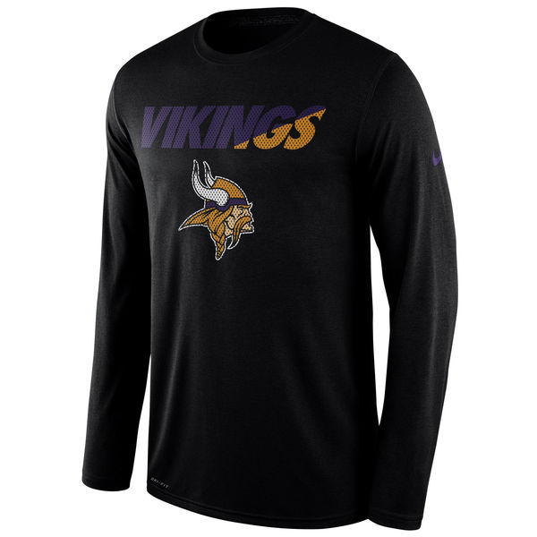 Minnesota Vikings Black Legend Staff Practice Long Sleeve Performance T-Shirt