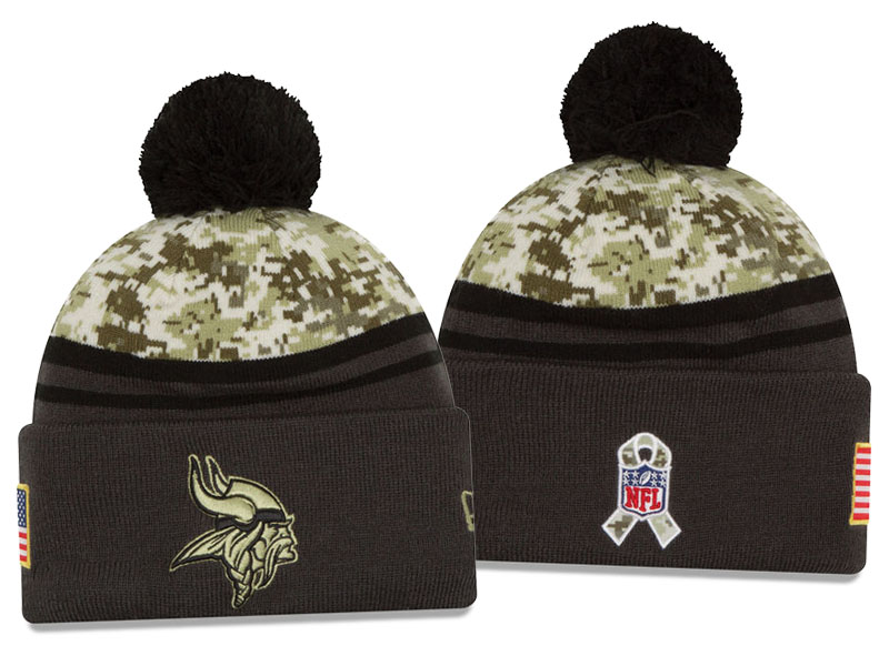 Minnesota Vikings Graphite New Era Camo Salute To Service Knit Hat For Veterans Day