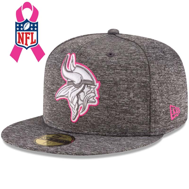 Minnesota Vikings Gray New Era Heather 2016 Breast Cancer Awareness Sideline 59FIFTY Fitted Hat