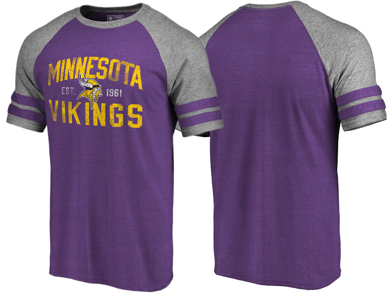 Minnesota Vikings Purple Refresh Tenacity Retro Raglan Tri-Blend T-Shirt