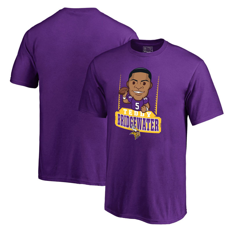 Minnesota Vikings Teddy Bridgewater Purple Pro Line Emoji Player T-Shirt