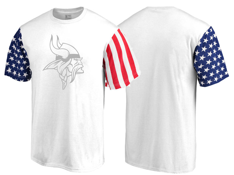 Minnesota Vikings White Independence Day Stars & Stripes T-Shirt