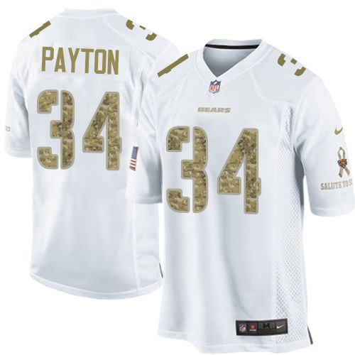 Men's Chicago Bears #34 Walter Payton Nike White Salute To Service Jersey