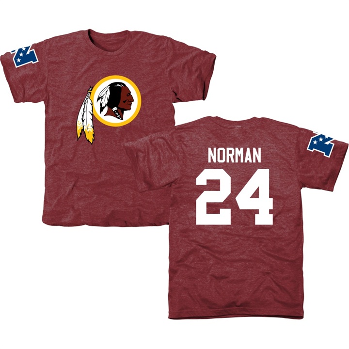 Washington Redskins #24 Josh Norman Burgundy Name & Number Tri-Blend T-shirt