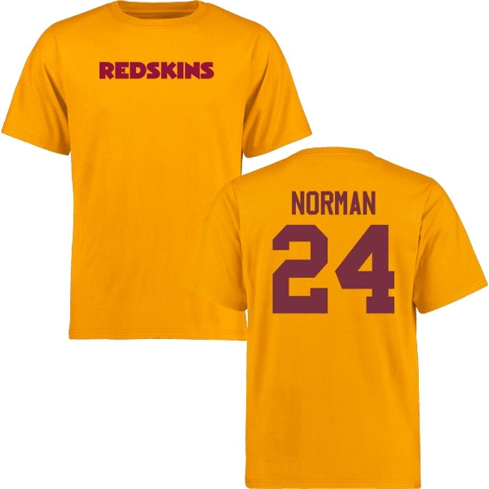 Washington Redskins #24 Josh Norman Gold Name & Number Wordmark T-shirt