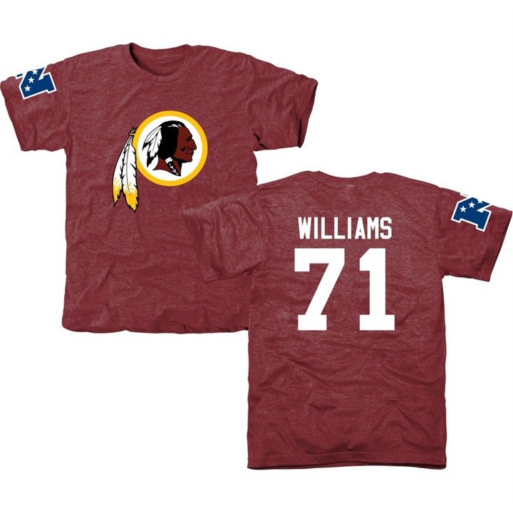 Washington Redskins #71 Trent Williams Burgundy Name & Number Tri-Blend T-shirt