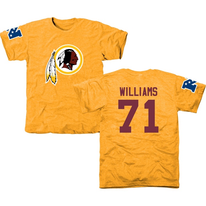 Washington Redskins #71 Trent Williams Gold Name & Number Tri-Blend T-shirt