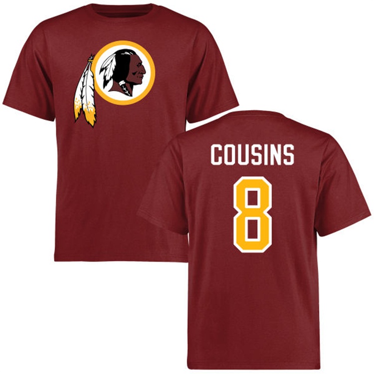 Washington Redskins #8 Kirk Cousins Name & Number Burgundy Logo T-shirt