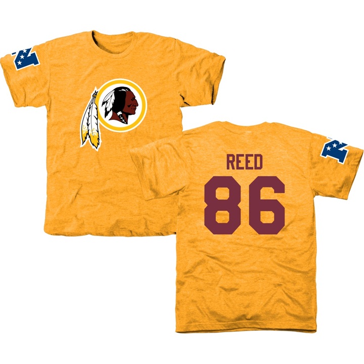 Washington Redskins #86 Jordan Reed Gold Name & Number Tri-Blend T-shirt