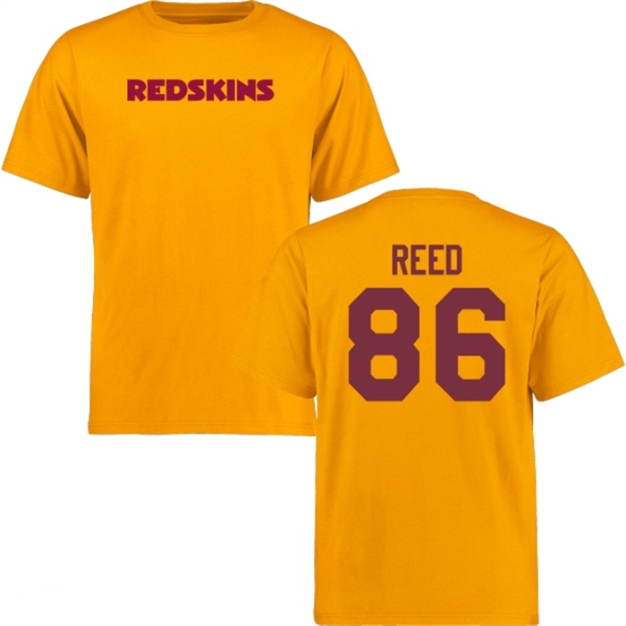 Washington Redskins #86 Jordan Reed Gold Name & Number Wordmark T-shirt