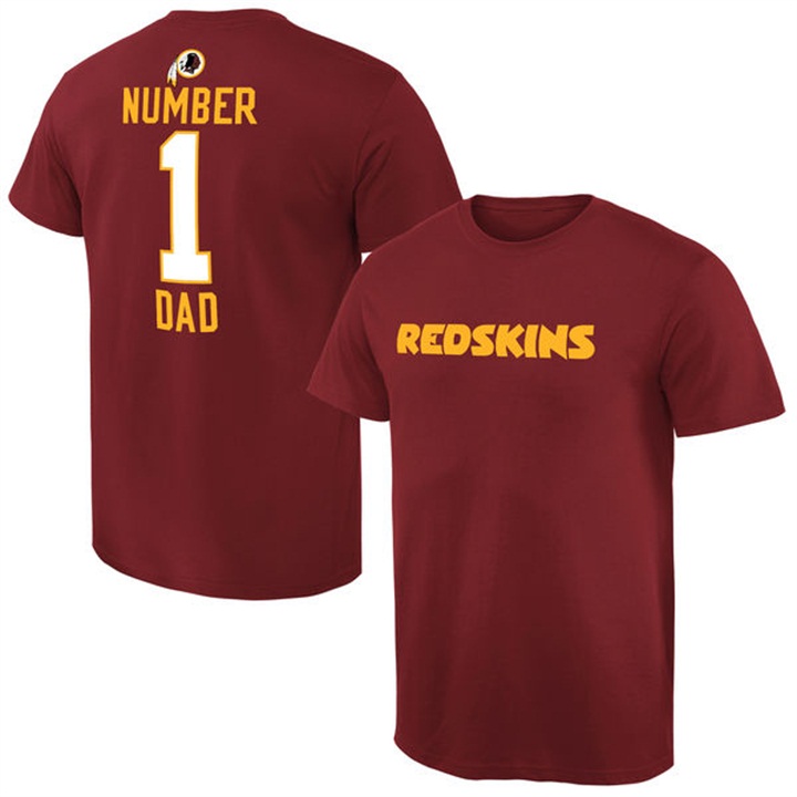 Washington Redskins Burgundy Number 1 Dad Name & Logo Pro Line T-Shirt