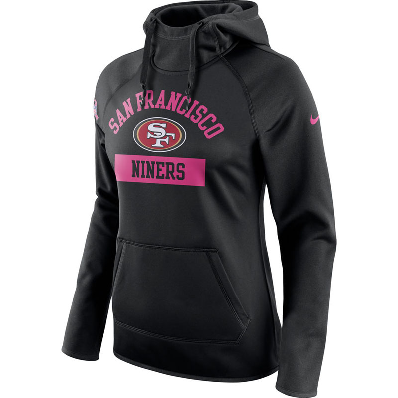 Women's San Francisco 49ers Black Breast Cancer Awareness Circuit Performance Pullover Hoodie