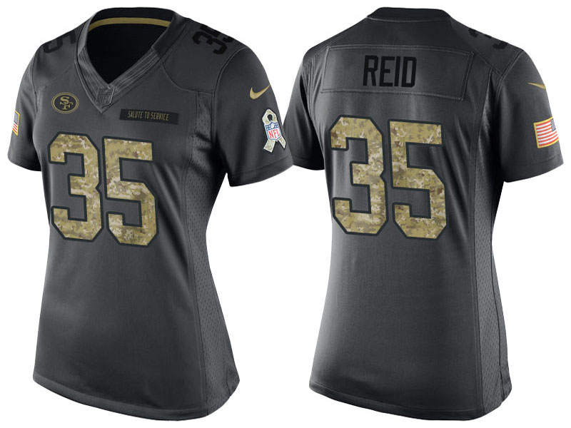 Women's San Francisco 49ers #35 Eric Reid Anthracite 2016 Salute to Service Limited Jersey