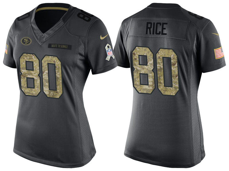 Women's San Francisco 49ers #80 Jerry Rice Anthracite 2016 Salute to Service Limited Jersey