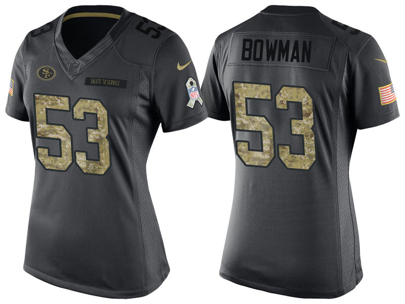 Women's San Francisco 49ers #53 NaVorro Bowman Anthracite 2016 Salute to Service Limited Jersey