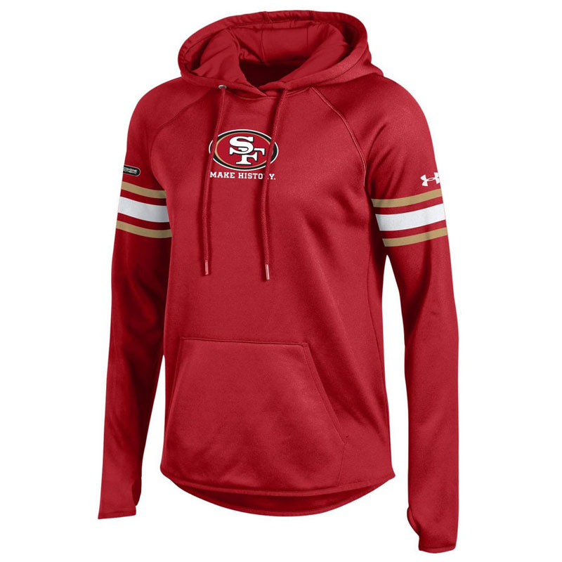 Women's San Francisco 49ers Scarlet Under Armour NFL Combine Authentic Fleece Pullover Hoodie