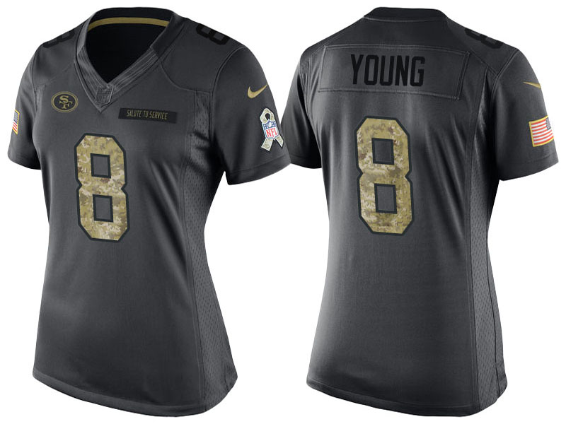 Women's San Francisco 49ers #8 Steve Young Anthracite 2016 Salute to Service Limited Jersey