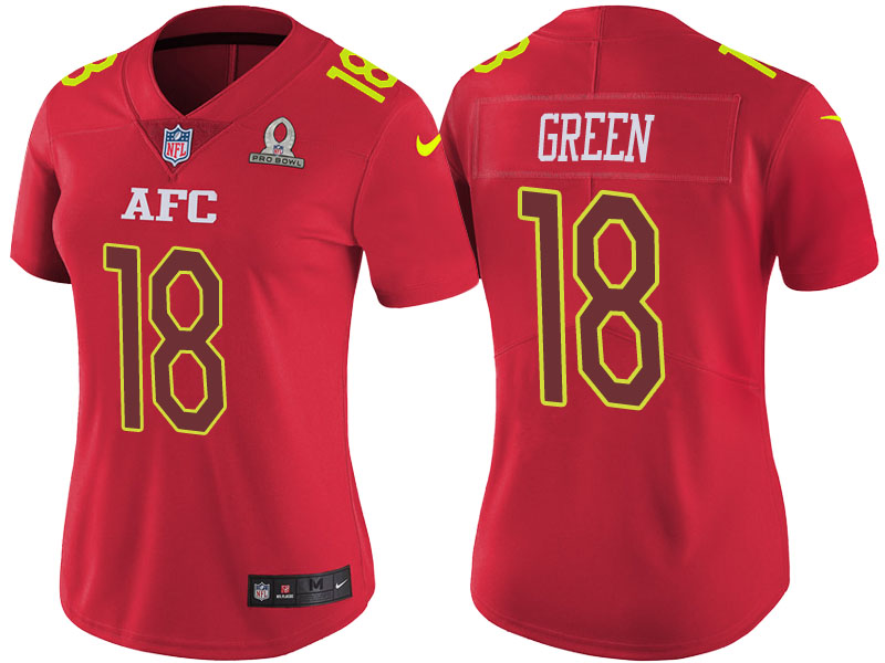 Women's AFC 2017 Pro Bowl Cincinnati Bengals #18 A.J. Green Red Game Jersey