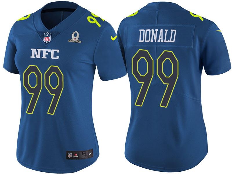 Women's NFC 2017 Pro Bowl Los Angeles Rams #99 Aaron Donald Blue Game Jersey