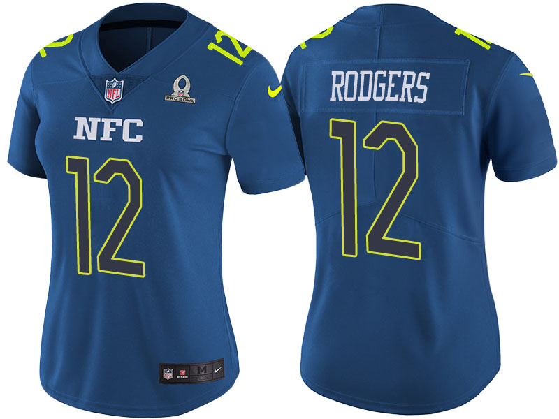 Women's NFC 2017 Pro Bowl Green Bay Packers #12 Aaron Rodgers Blue Game Jersey