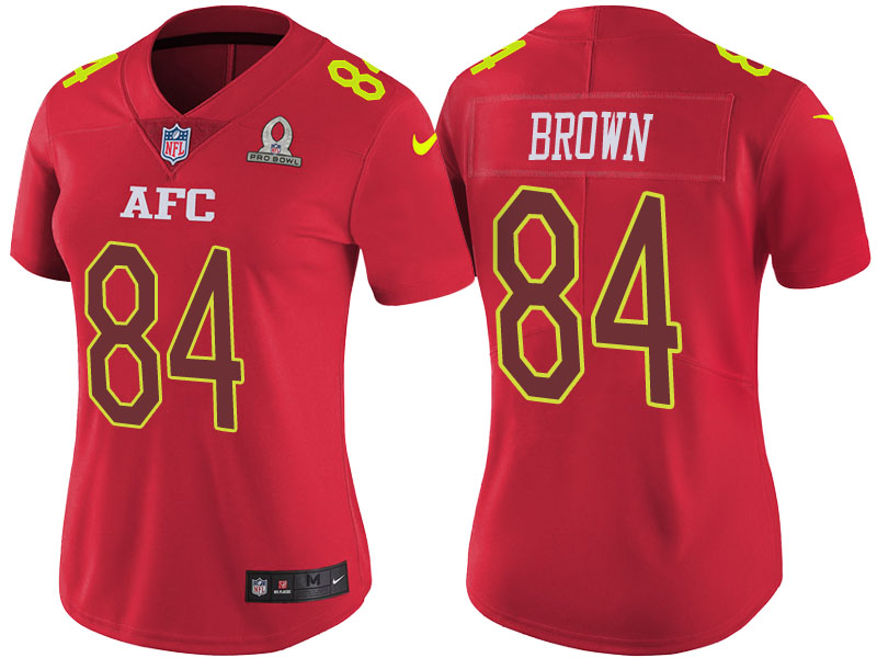 Women's AFC 2017 Pro Bowl Pittsburgh Steelers #84 Antonio Brown Red Game Jersey