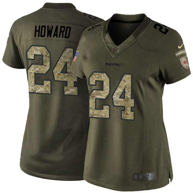 Women's Chicago Bears #24 Jordan Howard Green Camo Salute to Service Jersey