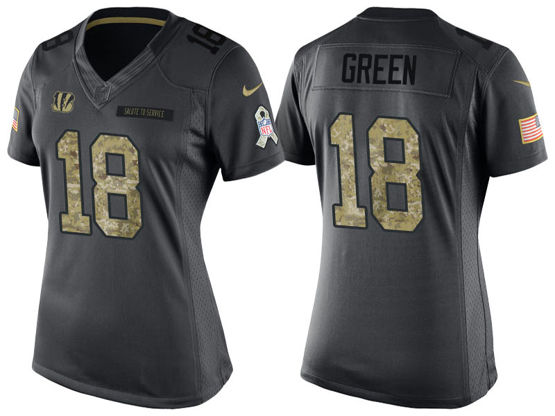 Women's Cincinnati Bengals #18 A.J. Green Anthracite 2016 Salute to Service Limited Jersey