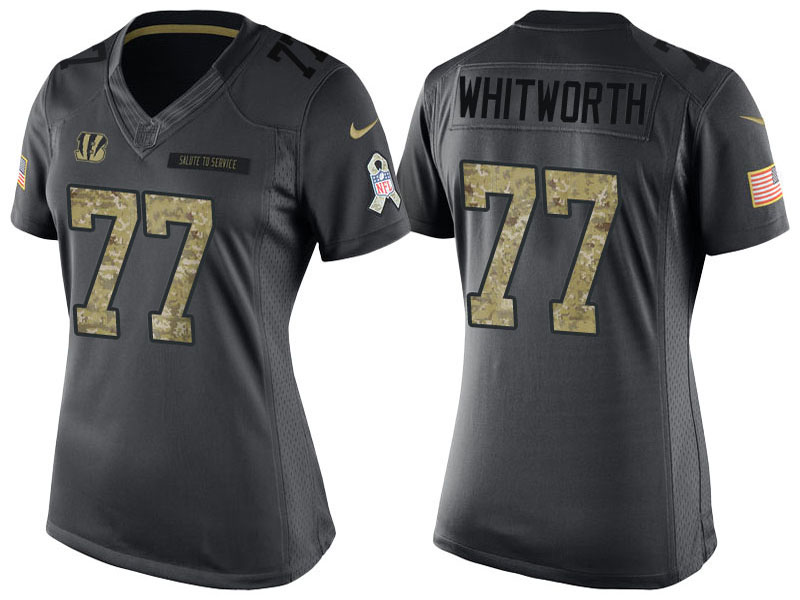 Women's Cincinnati Bengals #77 Andrew Whitworth Anthracite 2016 Salute to Service Limited Jersey