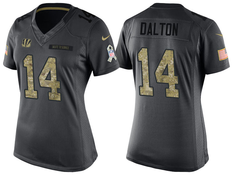 Women's Cincinnati Bengals #14 Andy Dalton Anthracite 2016 Salute to Service Limited Jersey