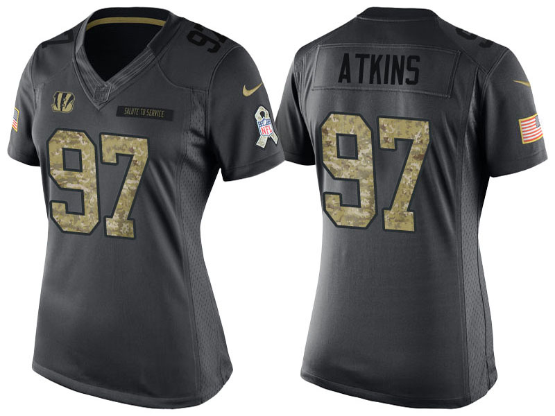 Women's Cincinnati Bengals #97 Geno Atkins Anthracite 2016 Salute to Service Limited Jersey