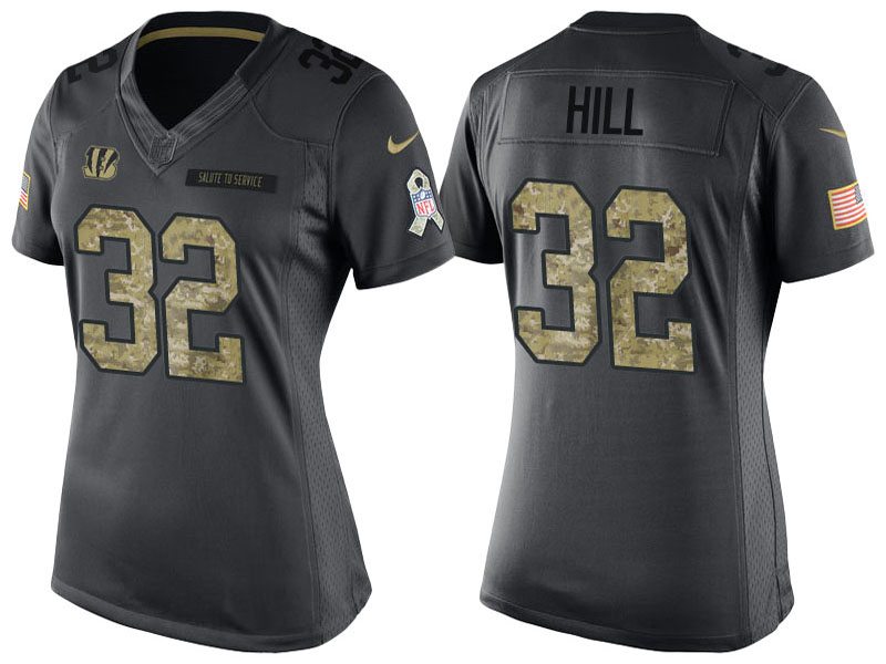 Women's Cincinnati Bengals #32 Jeremy Hill Anthracite 2016 Salute to Service Limited Jersey