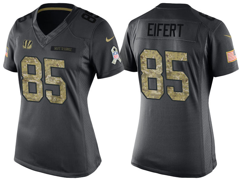 Women's Cincinnati Bengals #85 Tyler Eifert Anthracite 2016 Salute to Service Limited Jersey